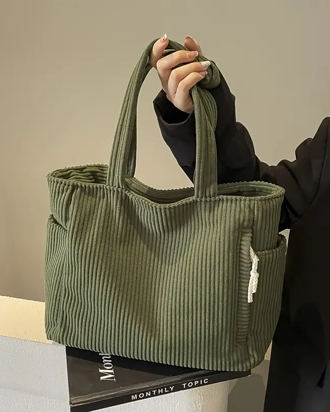 Tilda - Geribde draagtas met koorddetail