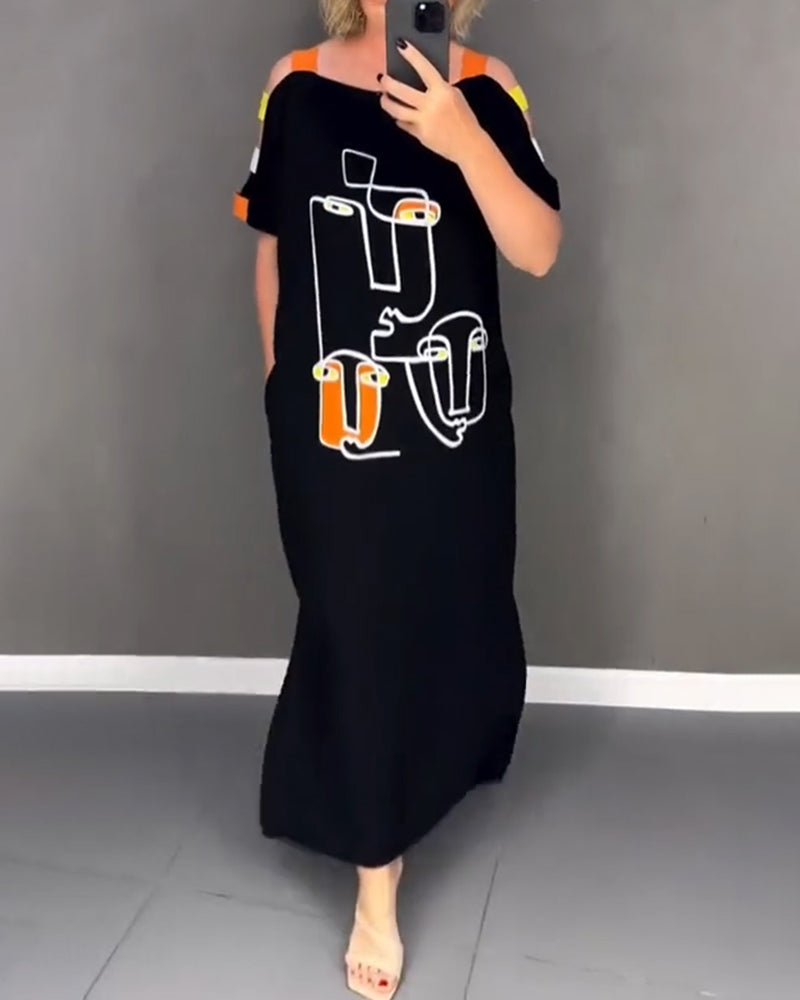Primina™ - Off-the-shoulder jurk met uitgesneden print en split