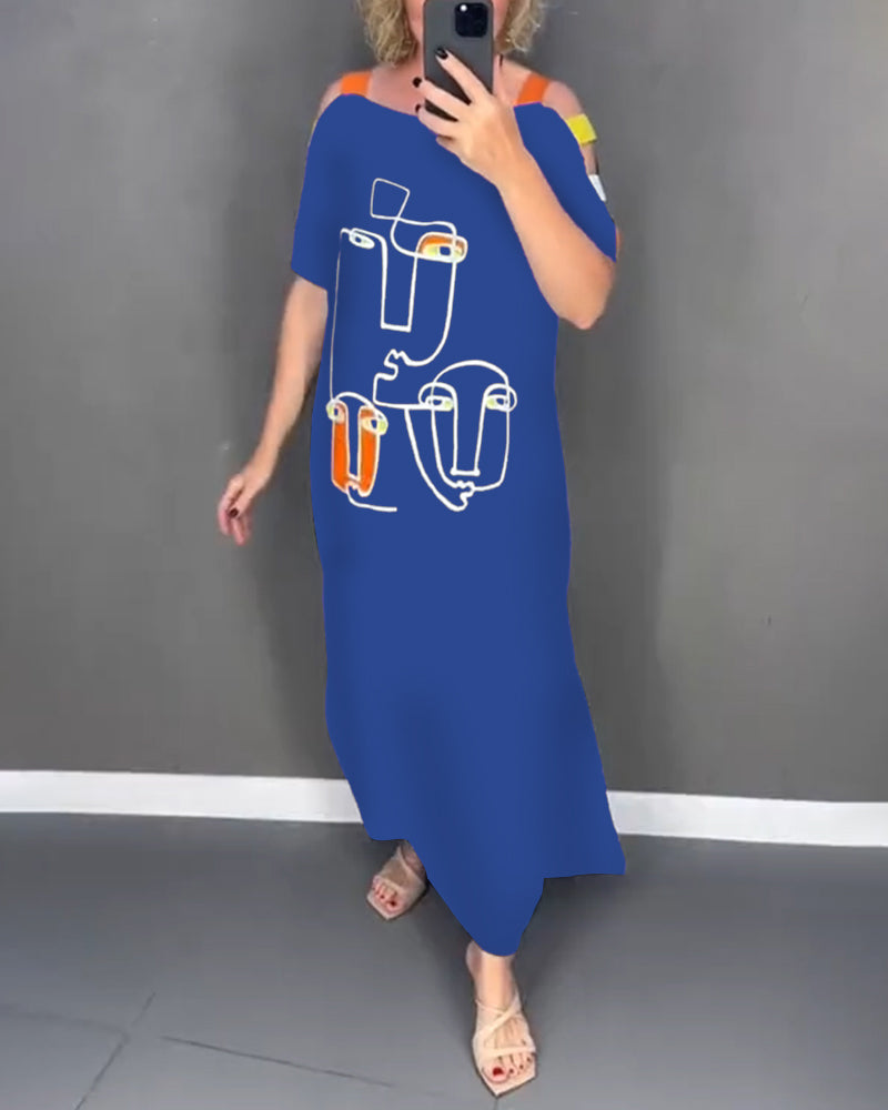 Primina™ - Off-the-shoulder jurk met uitgesneden print en split