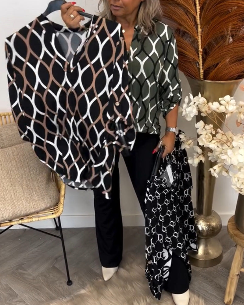Janny™ Casual Blouse met Lange Mouwen en Elegant Patroon
