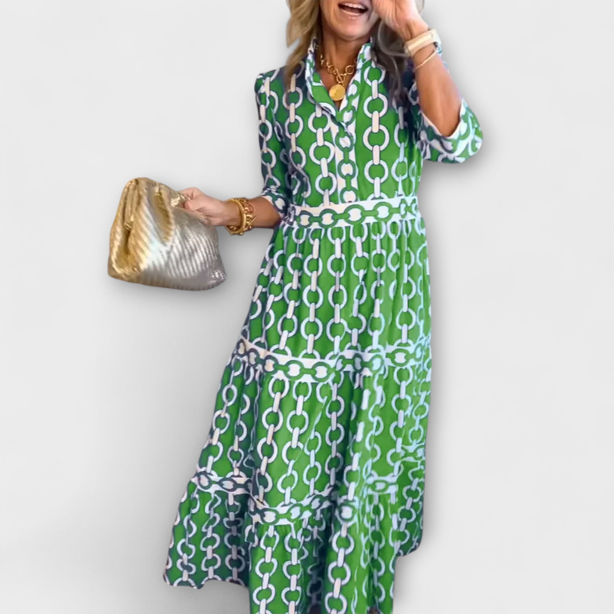 Sophia | Midi jurk met kettingpatroon