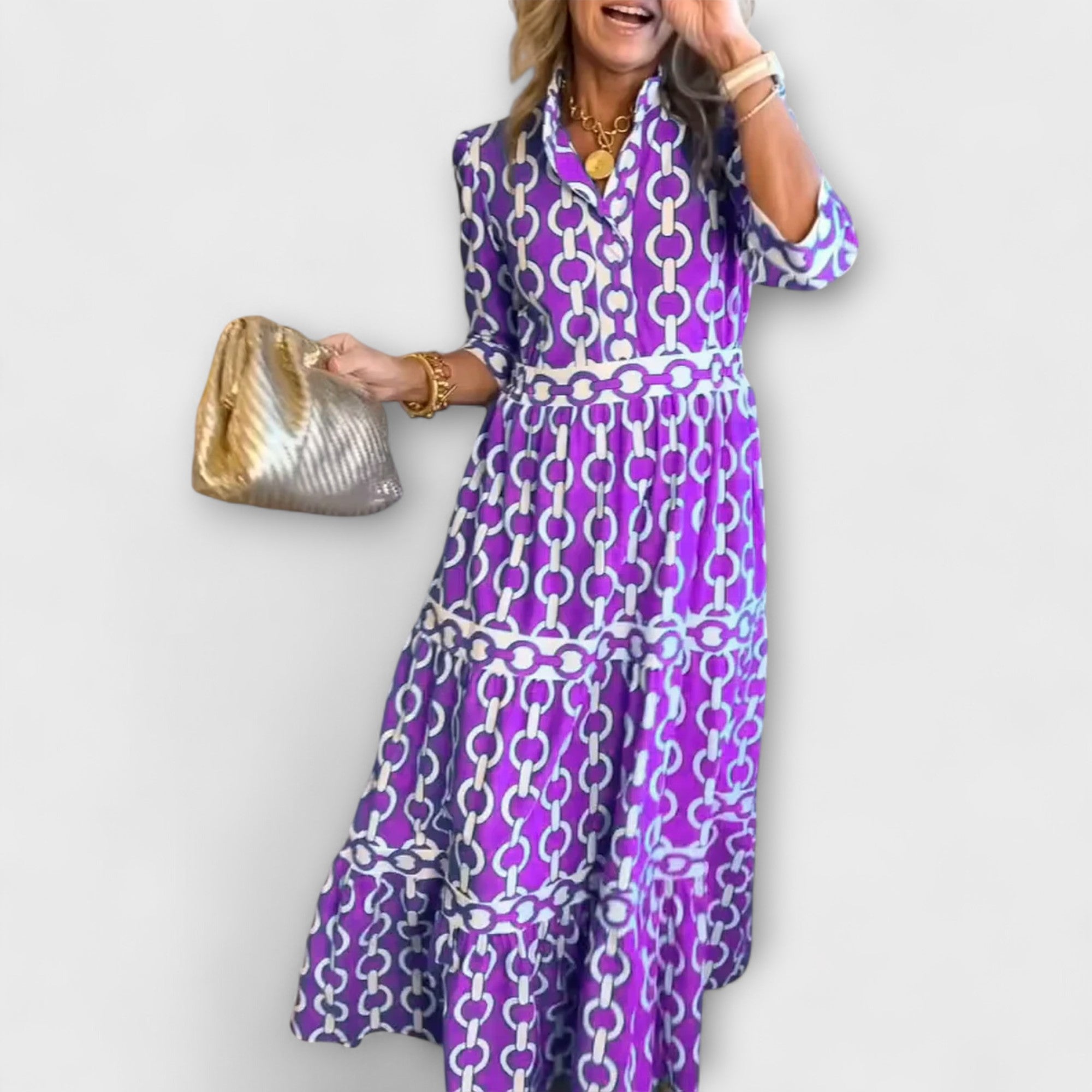 Sophia | Midi jurk met kettingpatroon