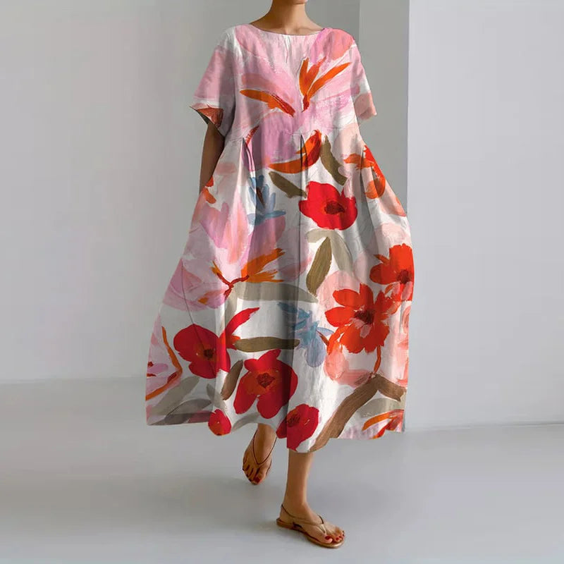 Vibeke | Bloemenprint V-hals Jurk