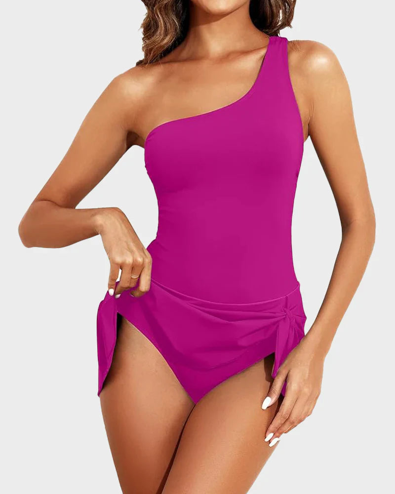 Mabec® One-Shoulder Skirted Swimdress
