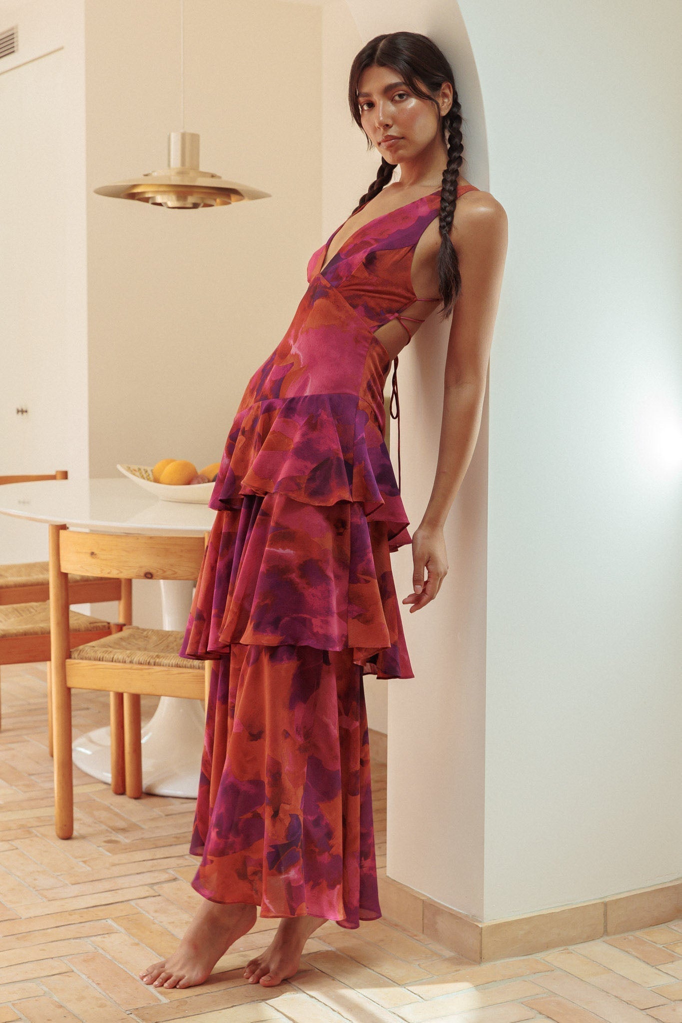 VEDA | RUFFLE MIDI DRESS