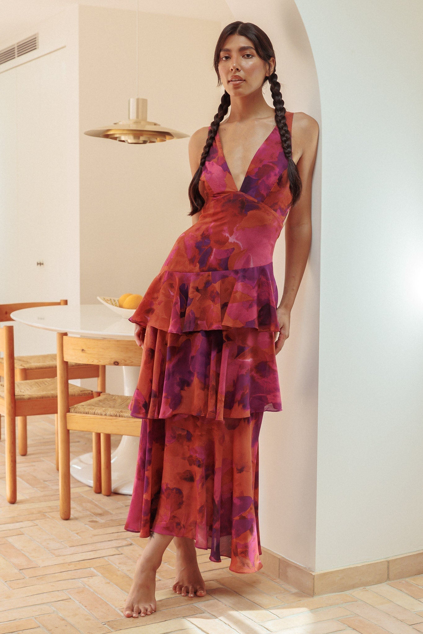 VEDA | RUFFLE MIDI DRESS
