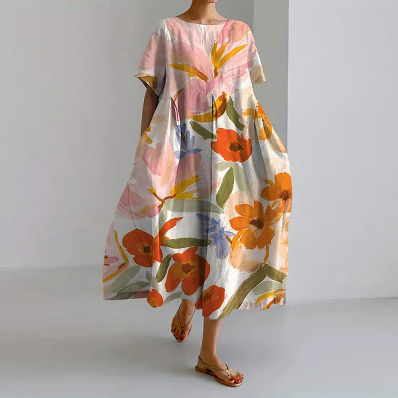 Vibeke | Bloemenprint V-hals Jurk