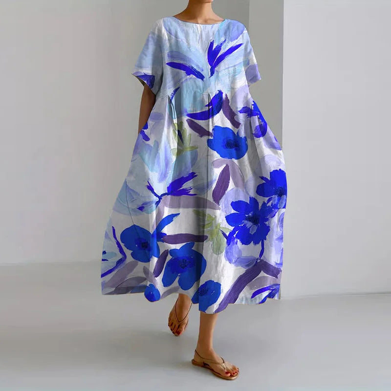 Vibeke | Bloemenprint V-hals Jurk