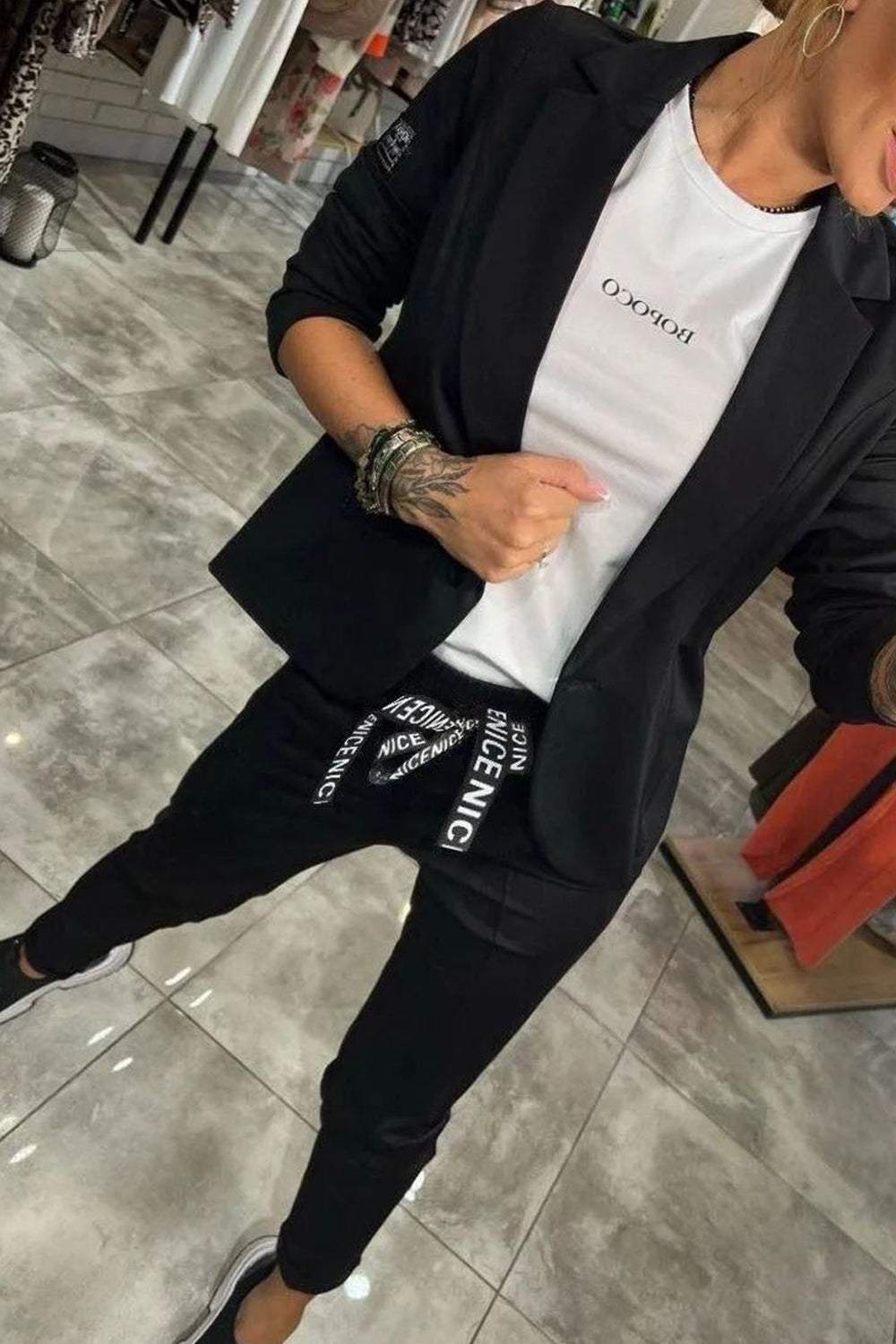Fenna™ Casual tweedelige set in effen kleur voor dames