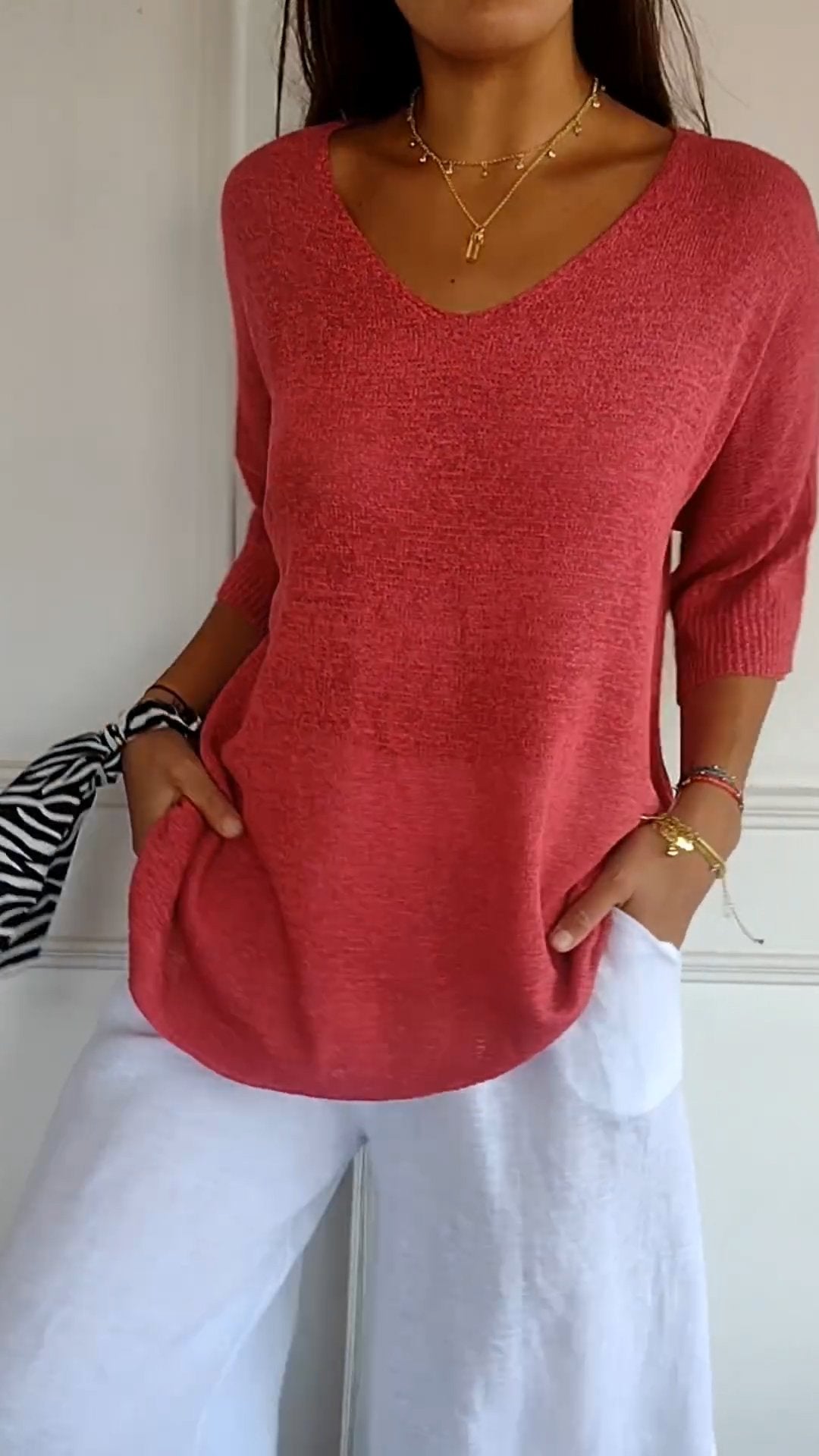 Mette™ | Gebreide top met elegante V-hals