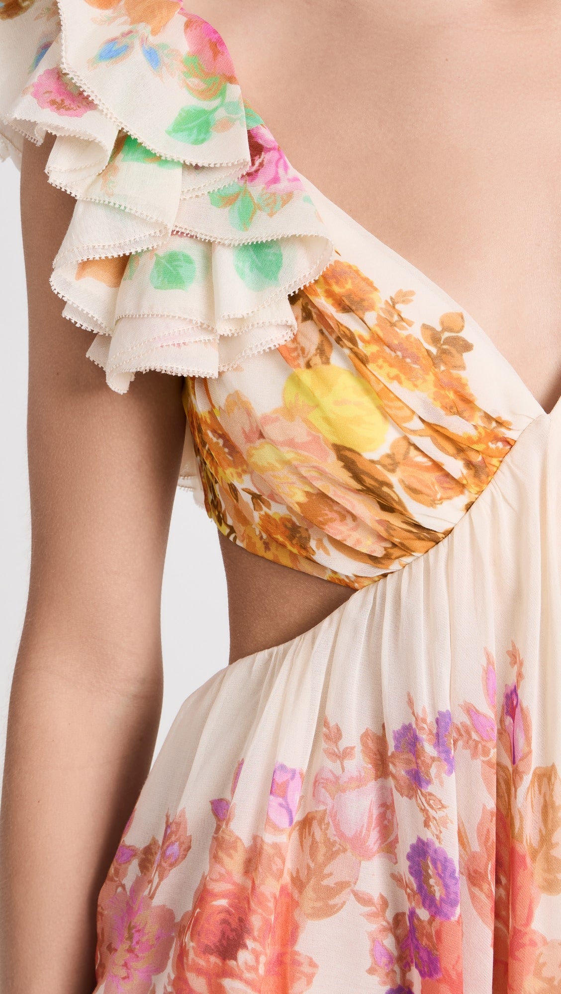 Robe midi Raie à volants et bretelles